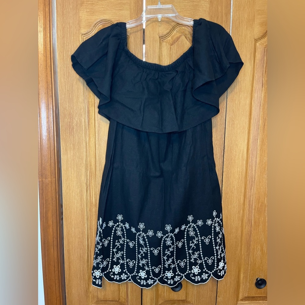 Old Navy Black Off the Shoulder Midi Dress